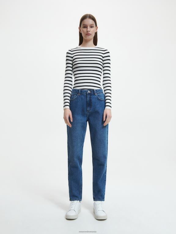 albastru Reserved femei îmbrăcăminte blugi mom fit cu talie înaltă 648HZ789