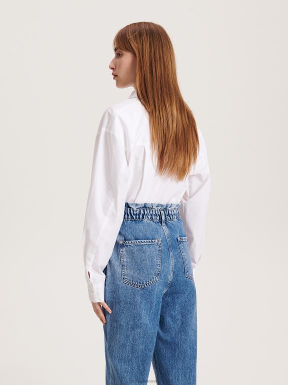 albastru Reserved femei îmbrăcăminte blugi paperbag 648HZ744