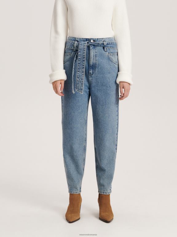 albastru Reserved femei îmbrăcăminte blugi paperbag 648HZ753