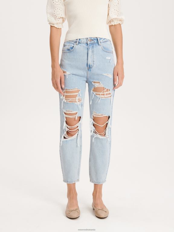 albastru Reserved femei îmbrăcăminte blugi rupti 648HZ776