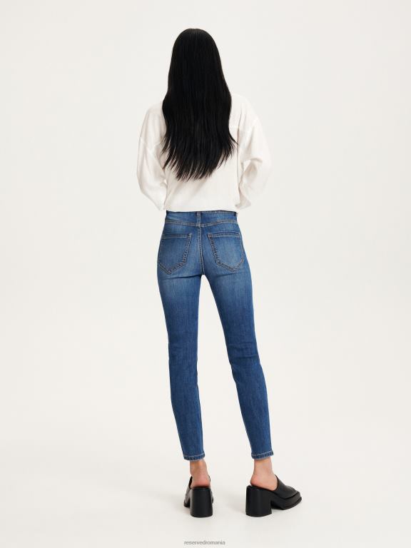 albastru Reserved femei îmbrăcăminte blugi subțiri cu talie înaltă 648HZ767