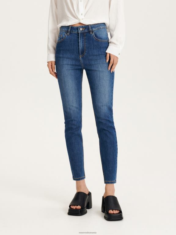 albastru Reserved femei îmbrăcăminte blugi subțiri cu talie înaltă 648HZ767
