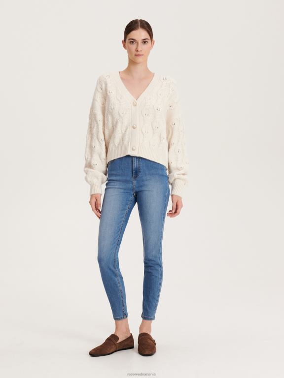 albastru Reserved femei îmbrăcăminte blugi subțiri cu talie înaltă 648HZ768