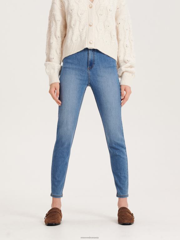 albastru Reserved femei îmbrăcăminte blugi subțiri cu talie înaltă 648HZ768