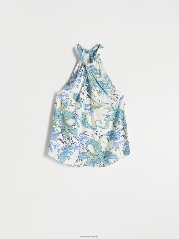 albastru Reserved femei îmbrăcăminte bluză din viscoză 648HZ334