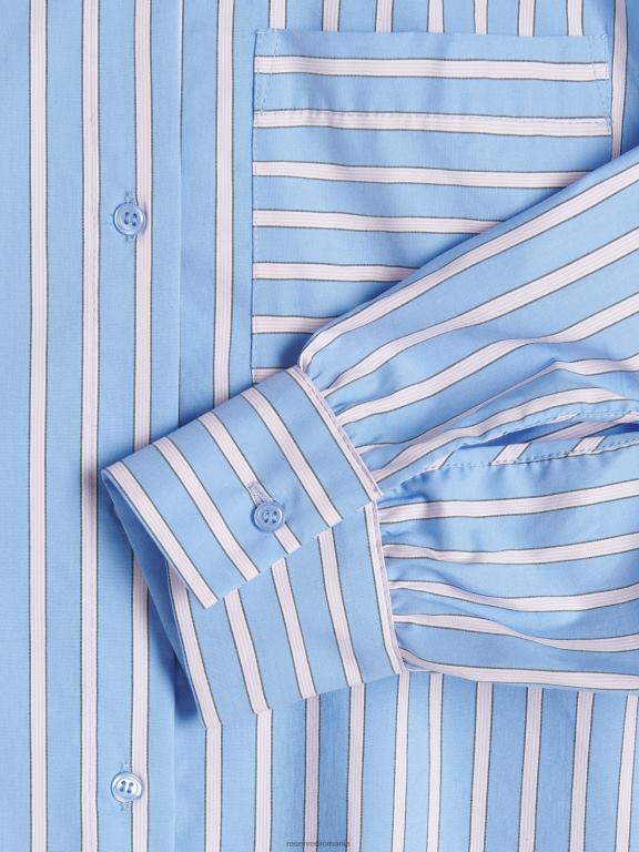 albastru Reserved femei îmbrăcăminte cămașă supradimensionată din bumbac 648HZ309