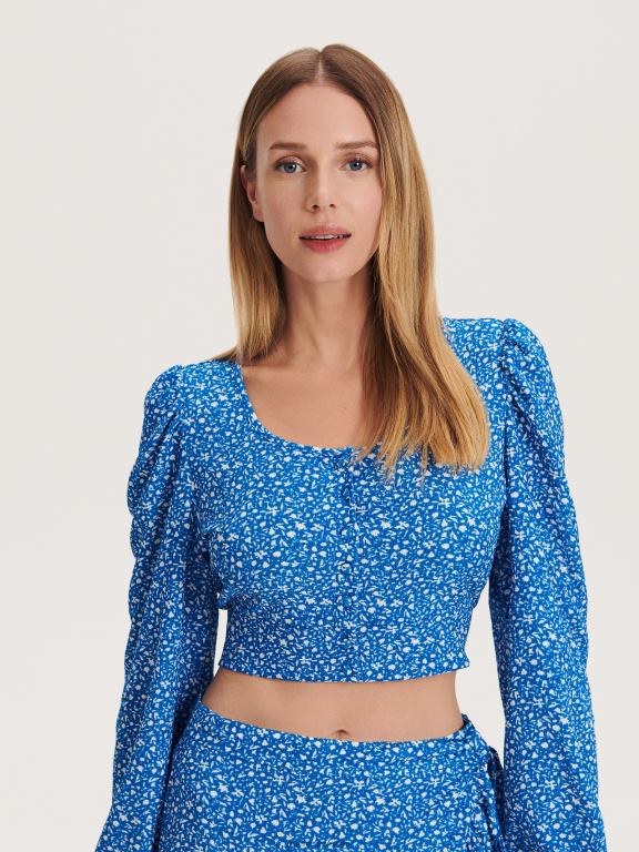 albastru Reserved femei îmbrăcăminte fusta mini cu volane 648HZ843