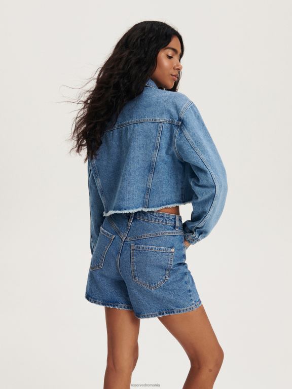 albastru Reserved femei îmbrăcăminte pantaloni scurți din denim cu talie înaltă 648HZ611