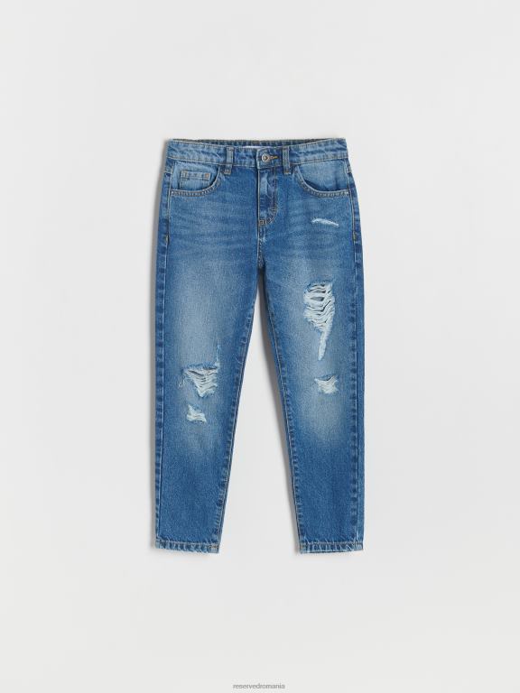 albastru Reserved fetelor îmbrăcăminte blugi boyfriend distressed 648HZ1742