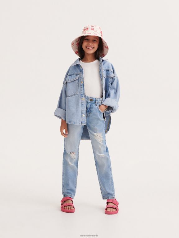 albastru Reserved fetelor îmbrăcăminte blugi boyfriend distressed 648HZ1752