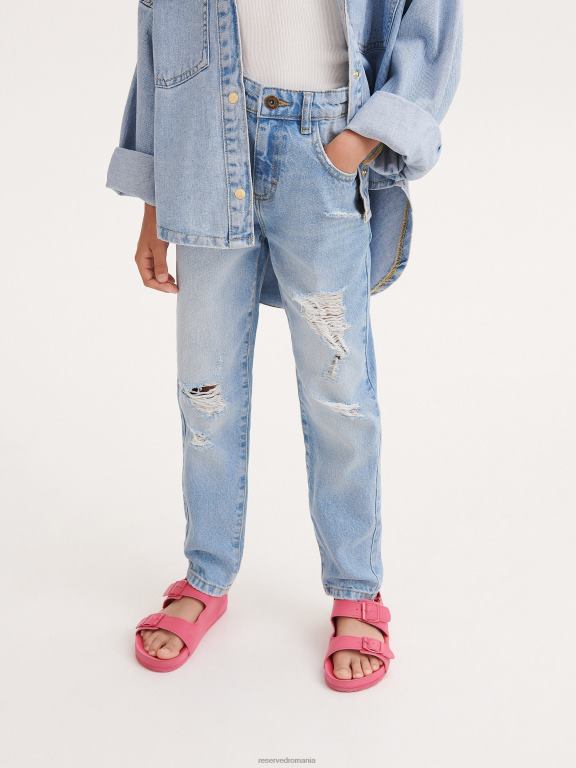 albastru Reserved fetelor îmbrăcăminte blugi boyfriend distressed 648HZ1752