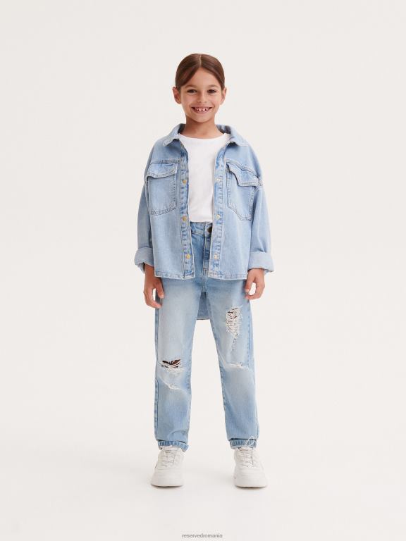 albastru Reserved fetelor îmbrăcăminte blugi boyfriend distressed 648HZ1752