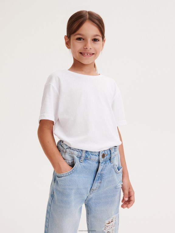 albastru Reserved fetelor îmbrăcăminte blugi boyfriend distressed 648HZ1752