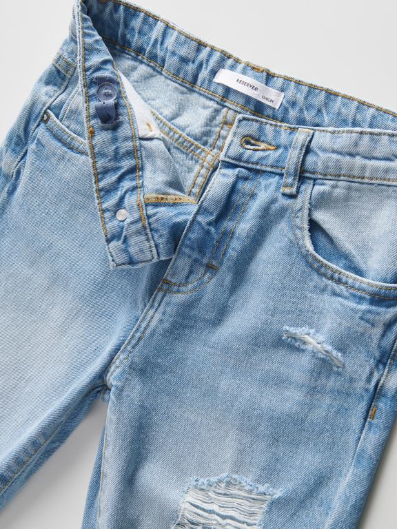 albastru Reserved fetelor îmbrăcăminte blugi boyfriend distressed 648HZ1959