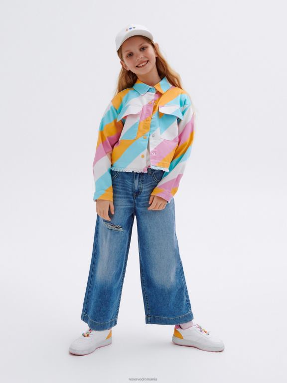 albastru Reserved fetelor îmbrăcăminte blugi culotte cu distressing 648HZ1782