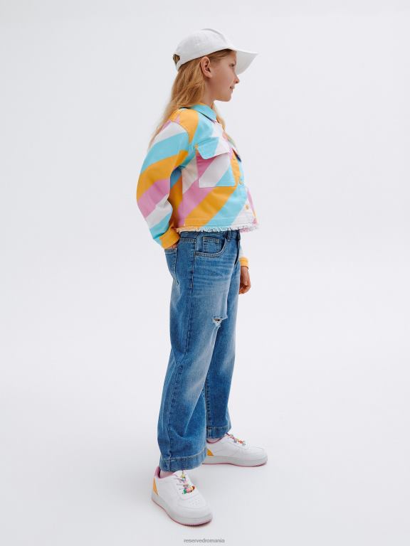 albastru Reserved fetelor îmbrăcăminte blugi culotte cu distressing 648HZ1782