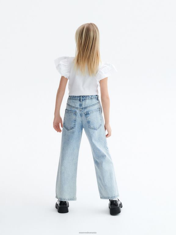 albastru Reserved fetelor îmbrăcăminte blugi drepti rupti 648HZ1743