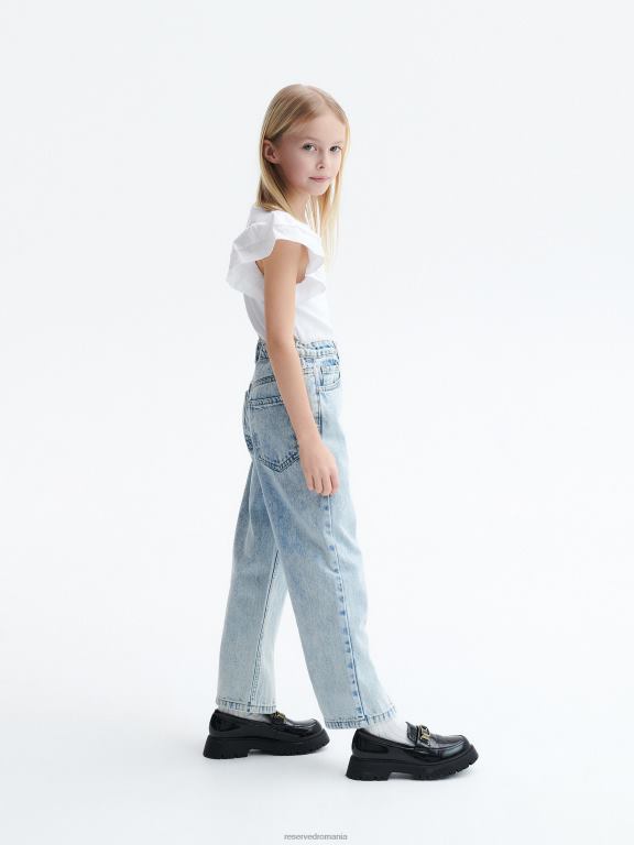 albastru Reserved fetelor îmbrăcăminte blugi drepti rupti 648HZ1743