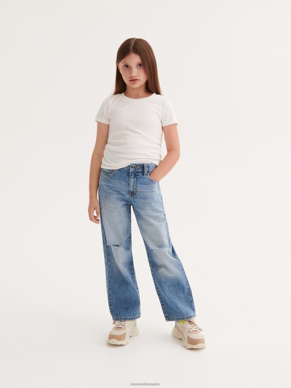 albastru Reserved fetelor îmbrăcăminte blugi drepti rupti 648HZ1848
