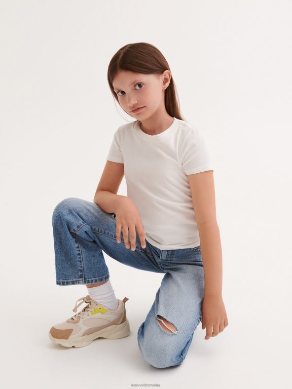 albastru Reserved fetelor îmbrăcăminte blugi drepti rupti 648HZ1848