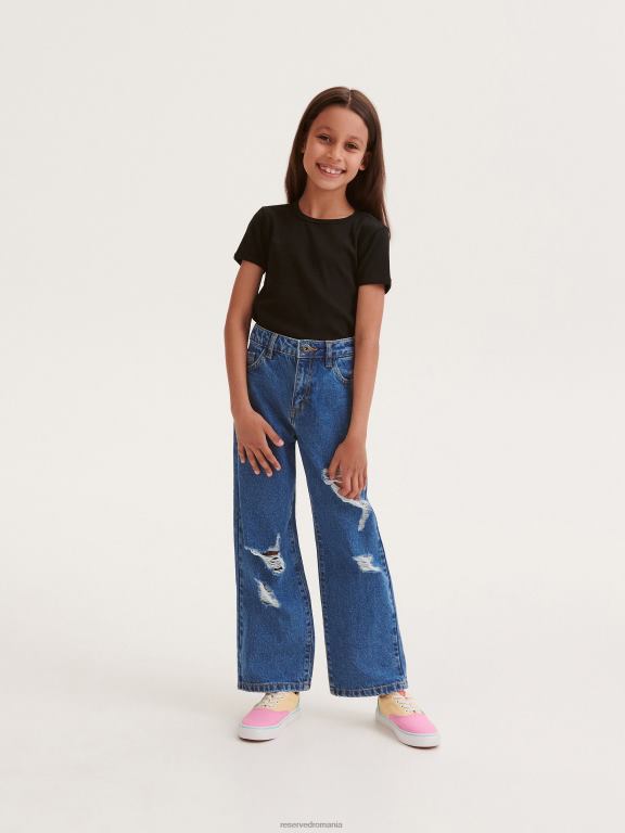 albastru Reserved fetelor îmbrăcăminte blugi drepți stricat 648HZ1863