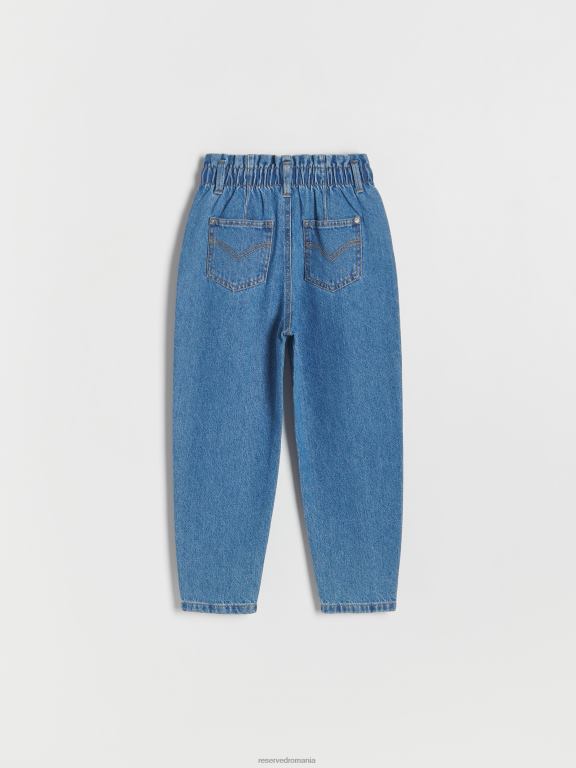 albastru Reserved fetelor îmbrăcăminte blugi largi cu detalii de broderie 648HZ1762