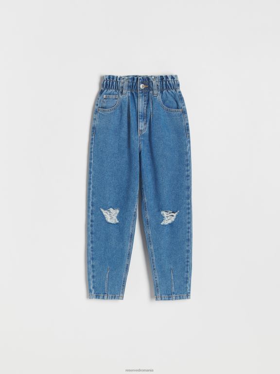 albastru Reserved fetelor îmbrăcăminte blugi largi învechiți 648HZ1905