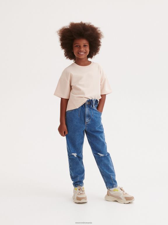 albastru Reserved fetelor îmbrăcăminte blugi largi învechiți 648HZ1958