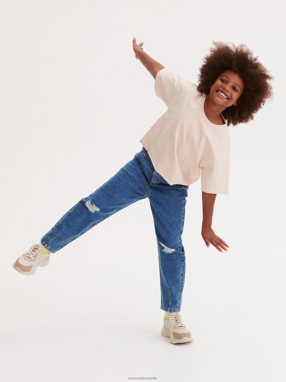 albastru Reserved fetelor îmbrăcăminte blugi largi învechiți 648HZ1958