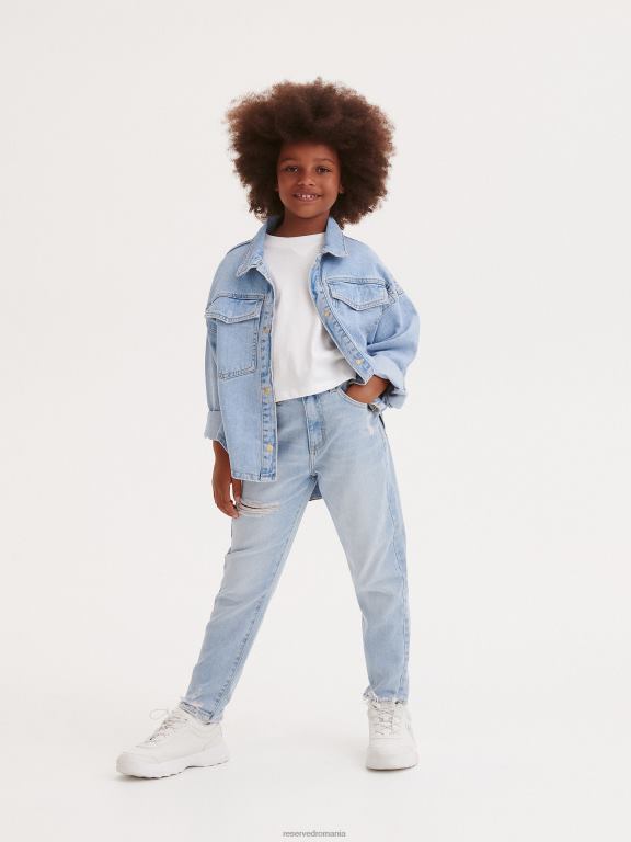 albastru Reserved fetelor îmbrăcăminte blugi mom fit distressed 648HZ1919