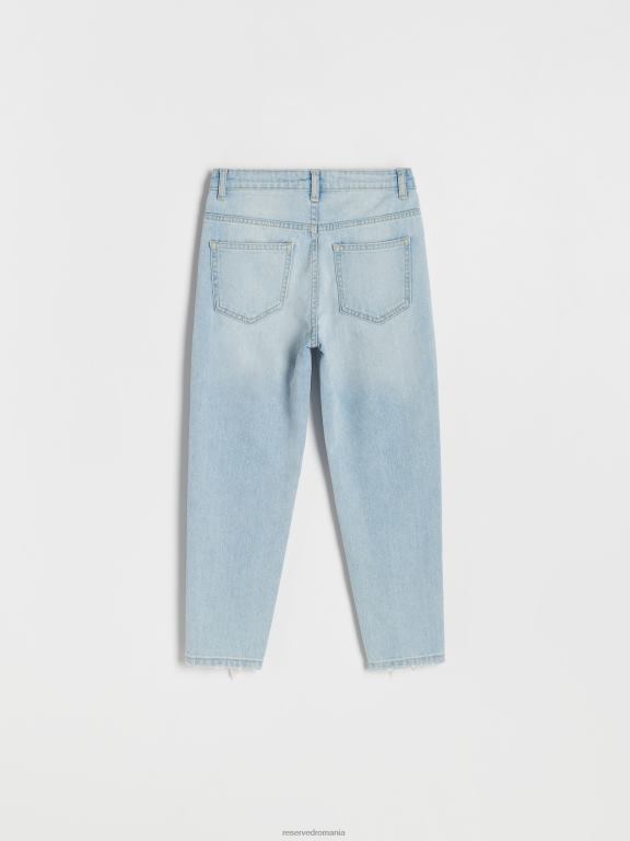 albastru Reserved fetelor îmbrăcăminte blugi mom fit distressed 648HZ1919