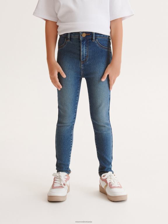 albastru Reserved fetelor îmbrăcăminte blugi skinny cu talie înaltă 648HZ1831