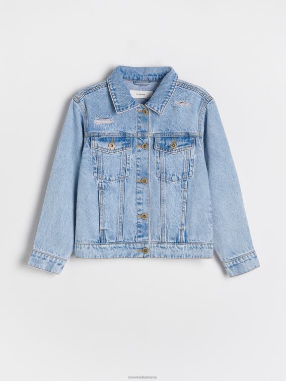 albastru Reserved fetelor îmbrăcăminte jachetă din denim supradimensionată cu distressing 648HZ1851