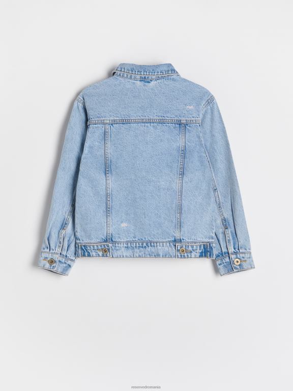 albastru Reserved fetelor îmbrăcăminte jachetă din denim supradimensionată cu distressing 648HZ1851