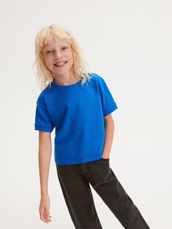 albastru Reserved fetelor îmbrăcăminte tricou cu plasture 648HZ1798