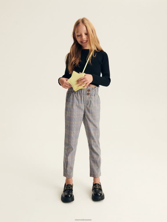 albastru Reserved fetelor îmbrăcăminte verificați pantaloni de hârtie 648HZ1982