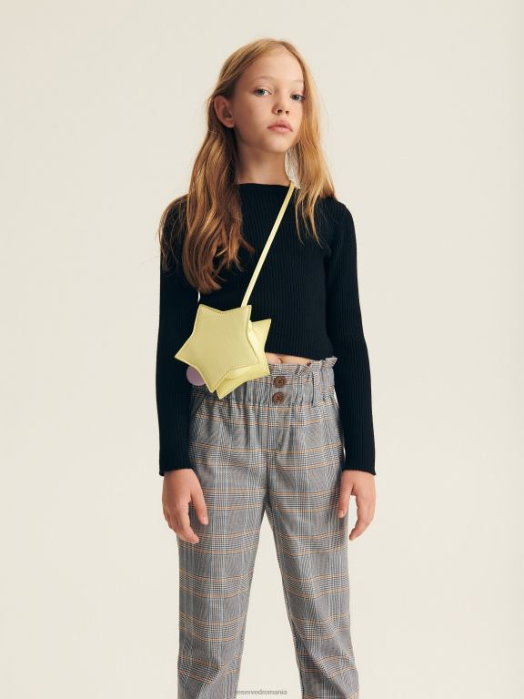 albastru Reserved fetelor îmbrăcăminte verificați pantaloni de hârtie 648HZ1982