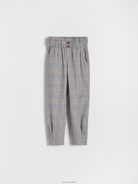 albastru Reserved fetelor îmbrăcăminte verificați pantaloni de hârtie 648HZ1982