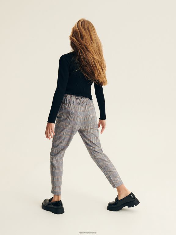 albastru Reserved fetelor îmbrăcăminte verificați pantaloni de hârtie 648HZ1982