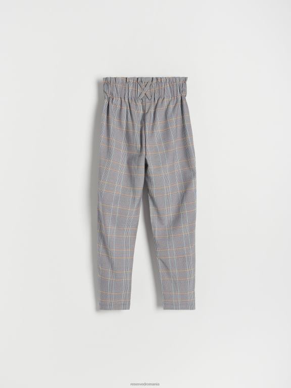 albastru Reserved fetelor îmbrăcăminte verificați pantaloni de hârtie 648HZ1982