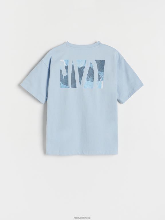 albastru deschis Reserved băieți îmbrăcăminte tricou supradimensionat cu imprimeu 648HZ2075