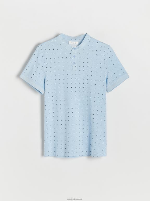 albastru deschis Reserved bărbați îmbrăcăminte Tricou polo slim fit cu guler ridicat 648HZ1336