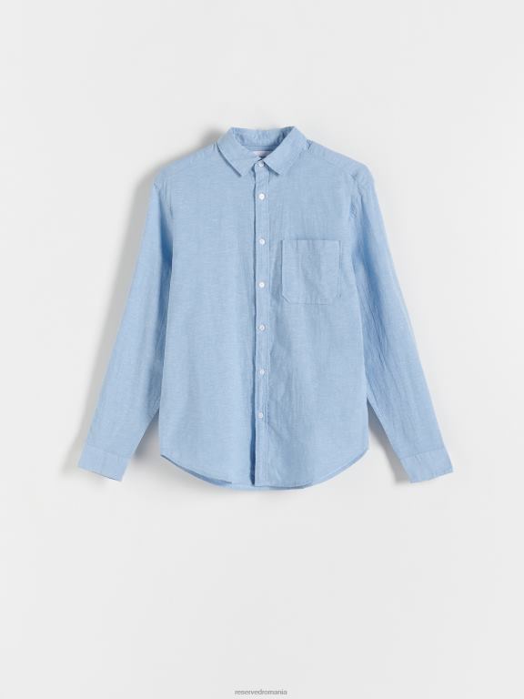 albastru deschis Reserved bărbați îmbrăcăminte cămașă bogată în in cu potrivire regulată 648HZ1356