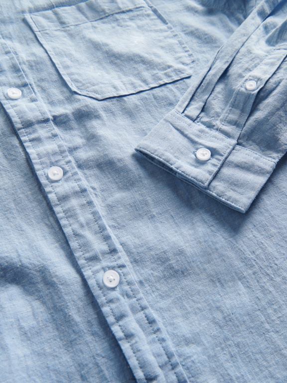 albastru deschis Reserved bărbați îmbrăcăminte cămașă bogată în in cu potrivire regulată 648HZ1356