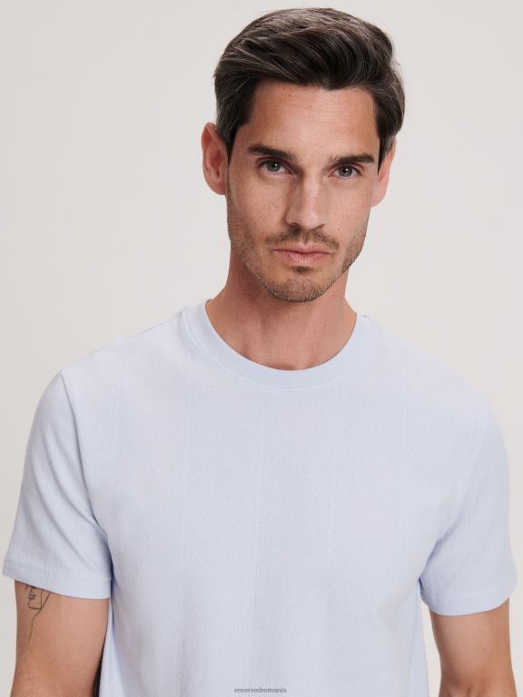 albastru deschis Reserved bărbați îmbrăcăminte stil de modă tricou cu potrivire obișnuită 648HZ1258