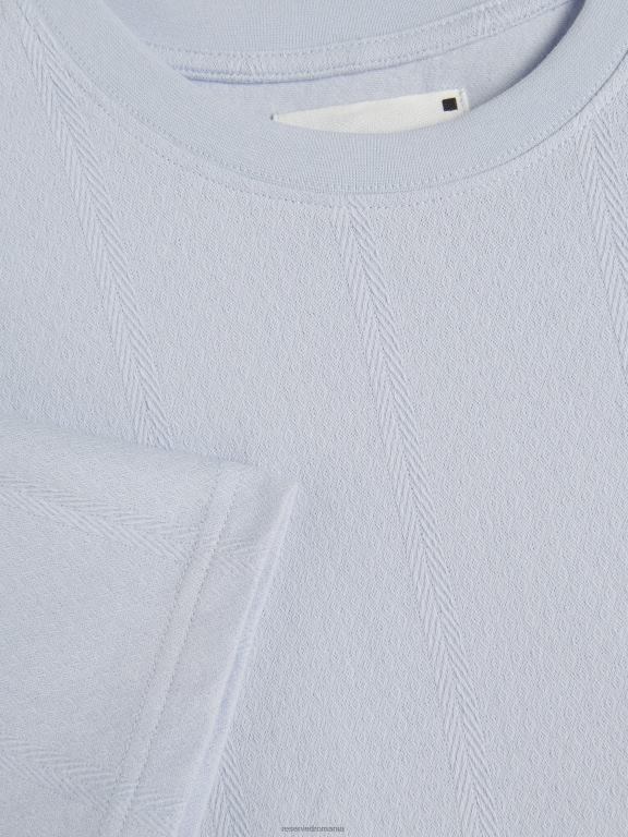 albastru deschis Reserved bărbați îmbrăcăminte stil de modă tricou cu potrivire obișnuită 648HZ1258