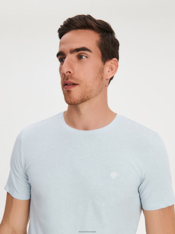 albastru deschis Reserved bărbați îmbrăcăminte stil de modă tricou cu potrivire obișnuită 648HZ1303