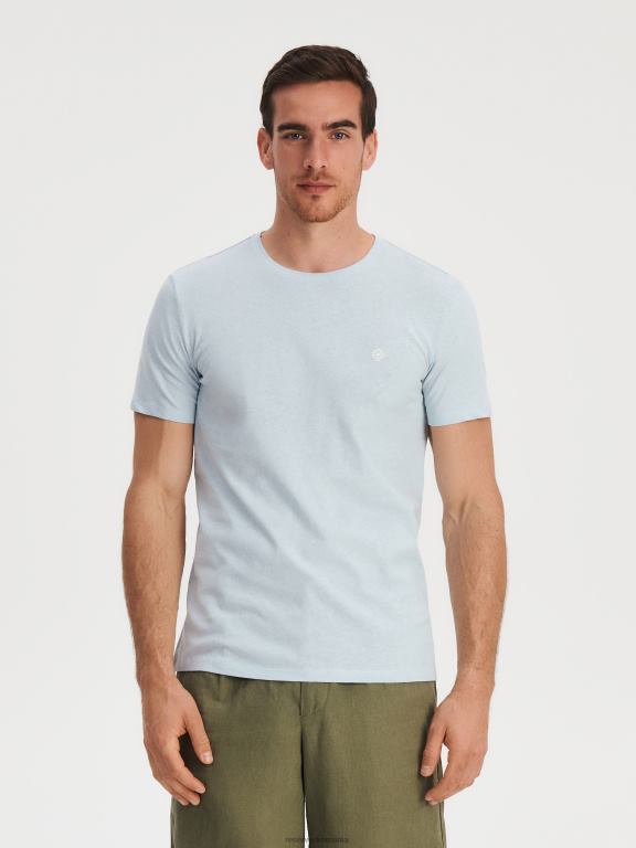 albastru deschis Reserved bărbați îmbrăcăminte stil de modă tricou cu potrivire obișnuită 648HZ1303