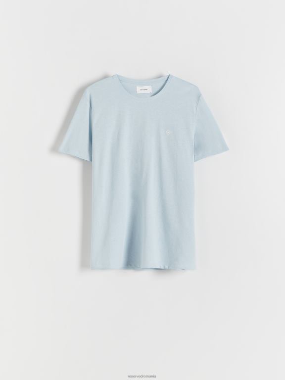 albastru deschis Reserved bărbați îmbrăcăminte stil de modă tricou cu potrivire obișnuită 648HZ1303