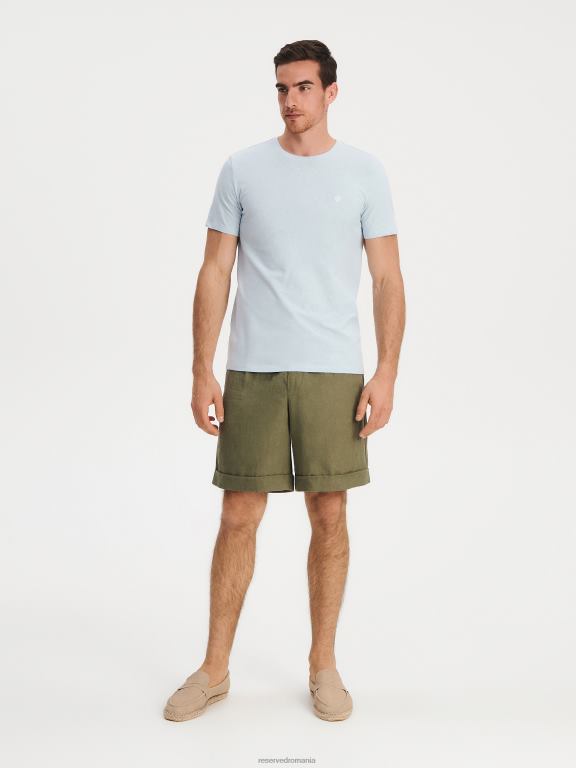 albastru deschis Reserved bărbați îmbrăcăminte stil de modă tricou cu potrivire obișnuită 648HZ1303